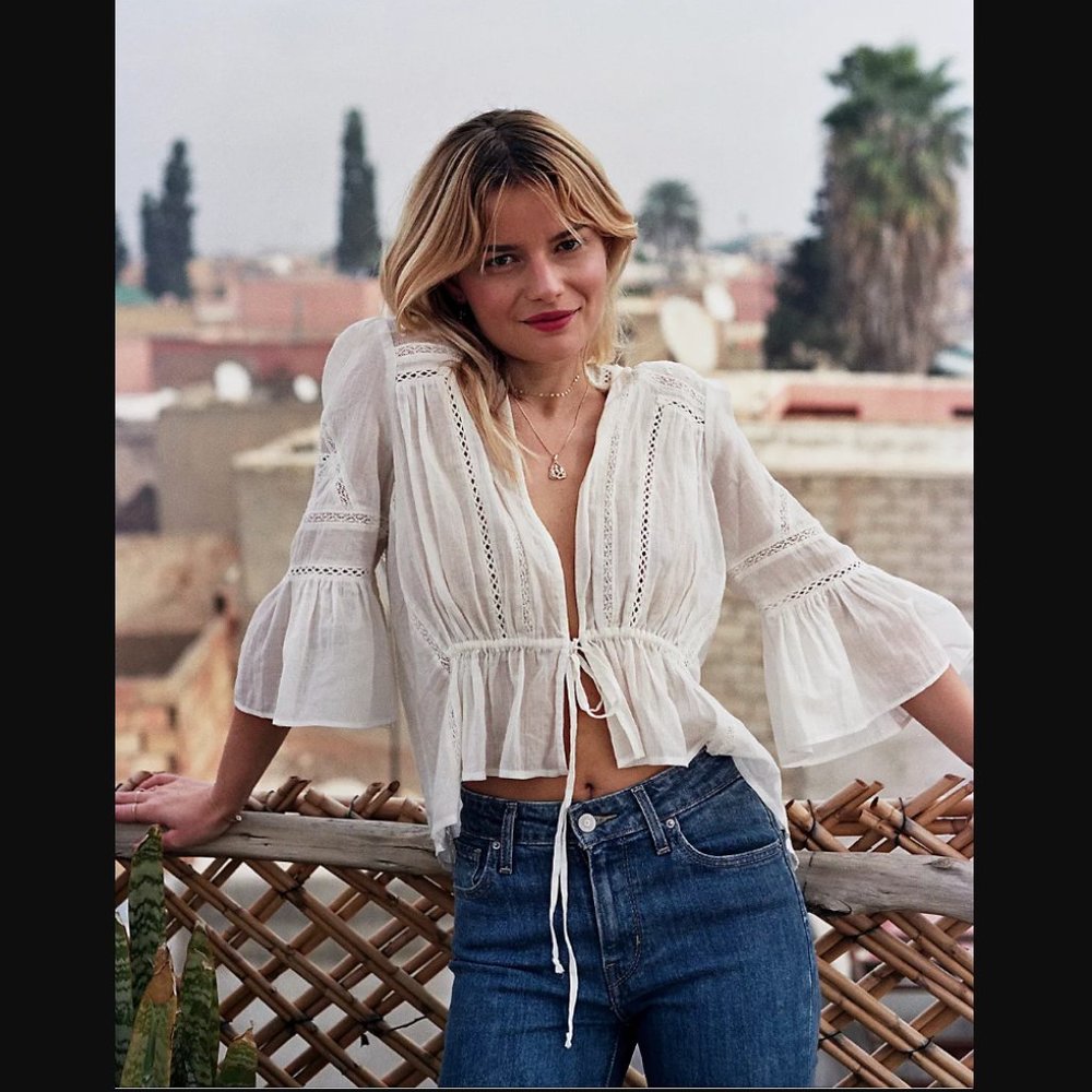 NWOT - Free People - Roam in Love Crochet Blouse